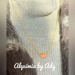 Peach Moonstone delicate vermeil gold necklace